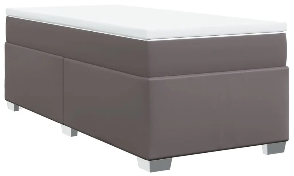 vidaXL Κρεβάτι Boxspring με Στρώμα Γκρι 80 x 200 εκ. Συνθετικό Δέρμα