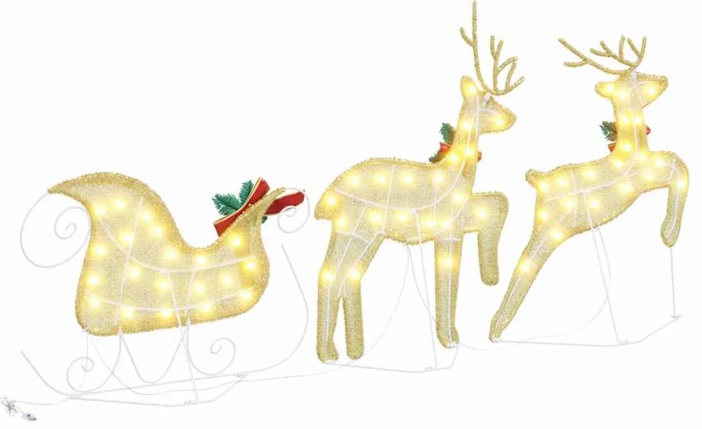 vidaXL LED Ελάφια 3 pcs Θερμό λευκό ύφασμα