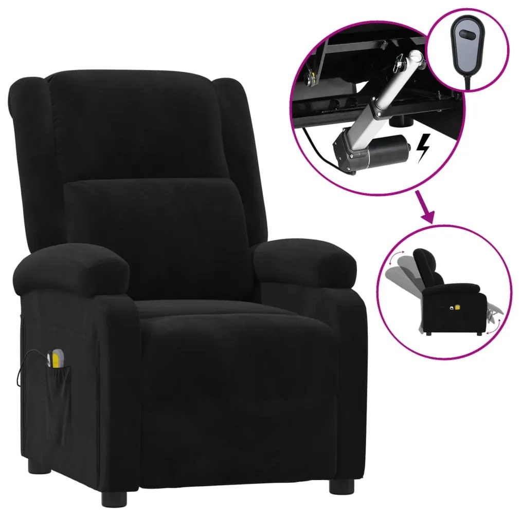 vidaXL Πολυθρόνα Μασάζ Ηλεκτρική Μαύρο Βελούδινη