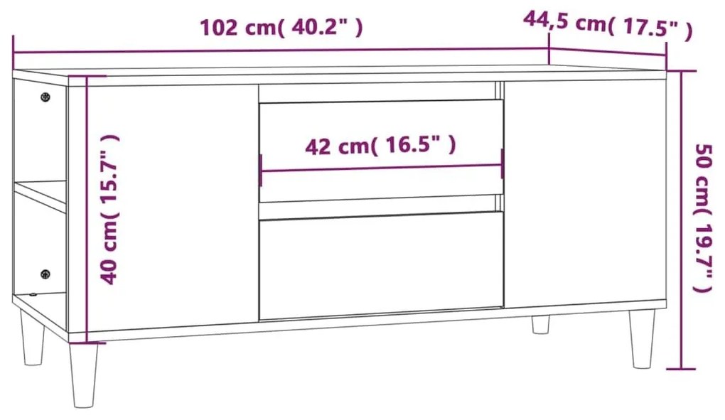 Έπιπλο Τηλεόρασης Sonoma Δρυς 102x44,5x50 εκ. Επεξ. Ξύλο - Καφέ