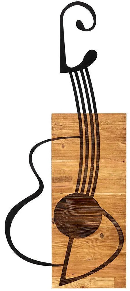 Διακοσμητικό Τοίχου Gitar 279ENZ1756 39x13cm Walnut-Black Wallity Μέταλλο,Ξύλο