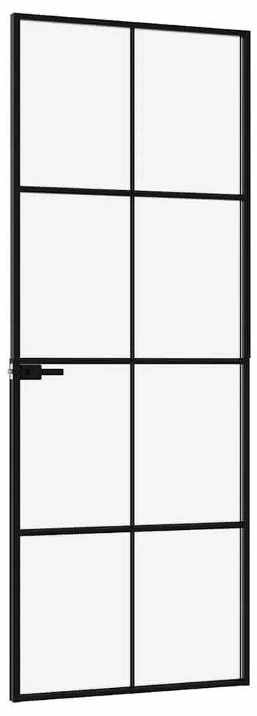 vidaXL Εσωτερική Πόρτα 76x201,5 εκ. Ψημένο Γυαλί και  Λεπτό Αλουμίνιο