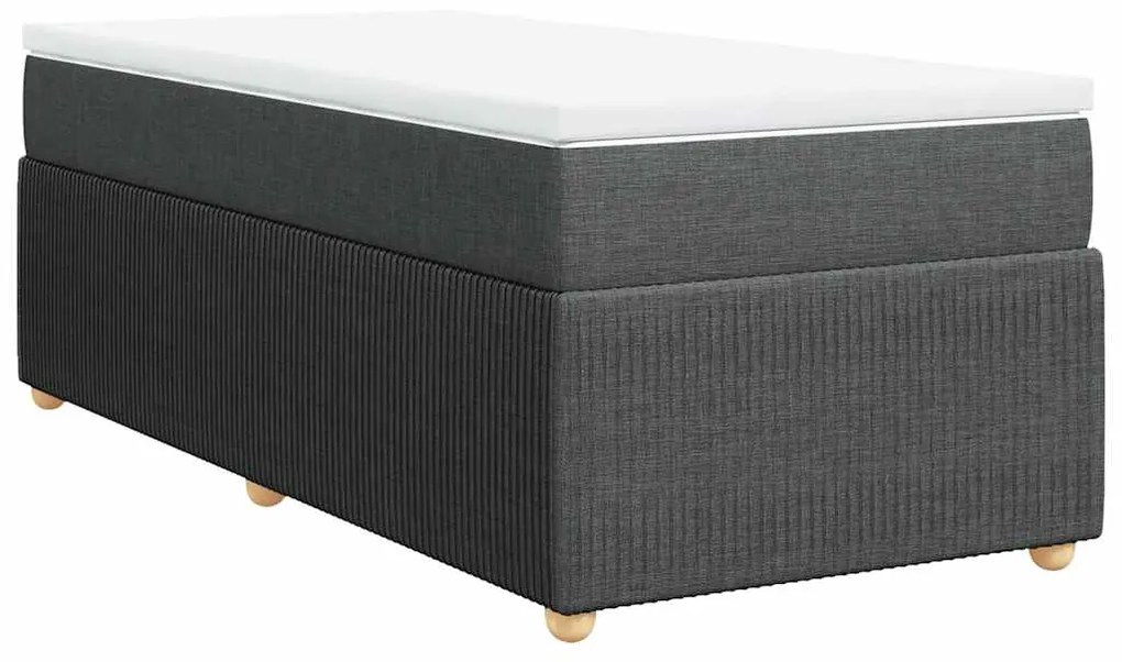 vidaXL Κρεβάτι Boxspring με Στρώμα Σκούρο Γκρι 90x190 εκ. Υφασμάτινο