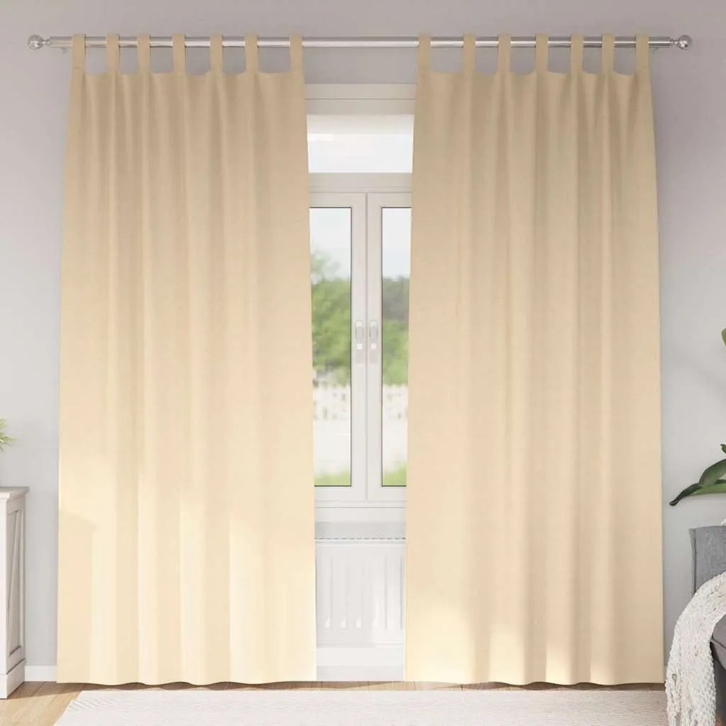 vidaXL Κουρτίνες με κουρτίνες 2 pcs Κρεμ 260x140εκ. Πολυεστέρας
