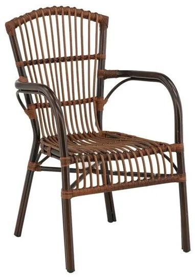 Καρέκλα εξωτερικού χώρου Dallas 3838, 90x55x63cm, Καφέ, Μέταλλο, Πλαστικό ψάθινο | Epipla1.gr