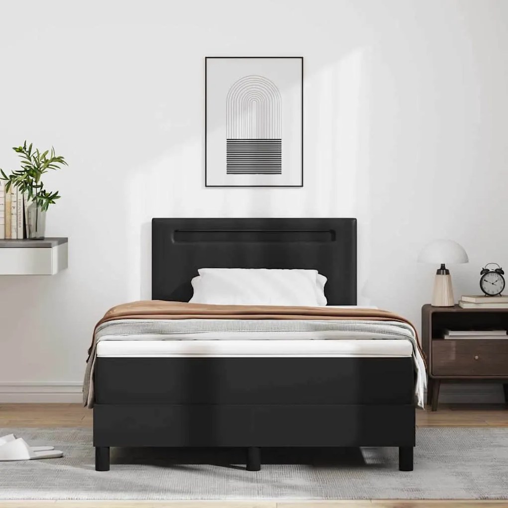 vidaXL Κρεβάτι με Στρώμα με στρώμα Μαύρο 120 x 200 cm Τεχνητό δέρμα