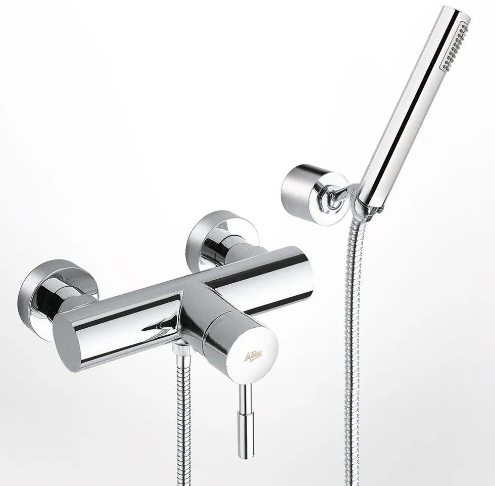 La Torre Tech Chrome Μπαταρία Ντουζιέρας με Tηλέφωνο Anticalcare, Eπίτοιχο Στήριγμα Τηλεφώνου&amp;Άθραυστο Σπιράλ 12060-100
