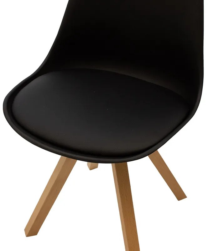 Καρέκλα Caron pakoworld PP μαύρο-φυσικό πόδι