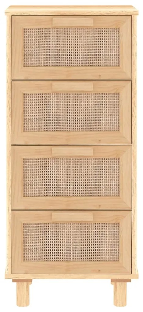 vidaXL Συρταριέρα Καφέ 40 x 30 x 90 εκ. Μασίφ Πεύκο &amp; Φυσικό Ρατάν
