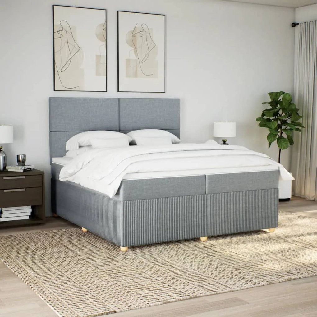 ΚΡΕΒΑΤΙ BOXSPRING ΜΕ ΣΤΡΩΜΑ ΑΝΟΙΧΤΟ ΓΚΡΙ 200X200 ΕΚ. ΥΦΑΣΜΑΤΙΝΟ 3292156