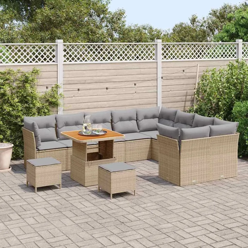 vidaXL Σετ Καναπέ Κήπου 12 pcs Μπεζ συνθετικό ρατάν