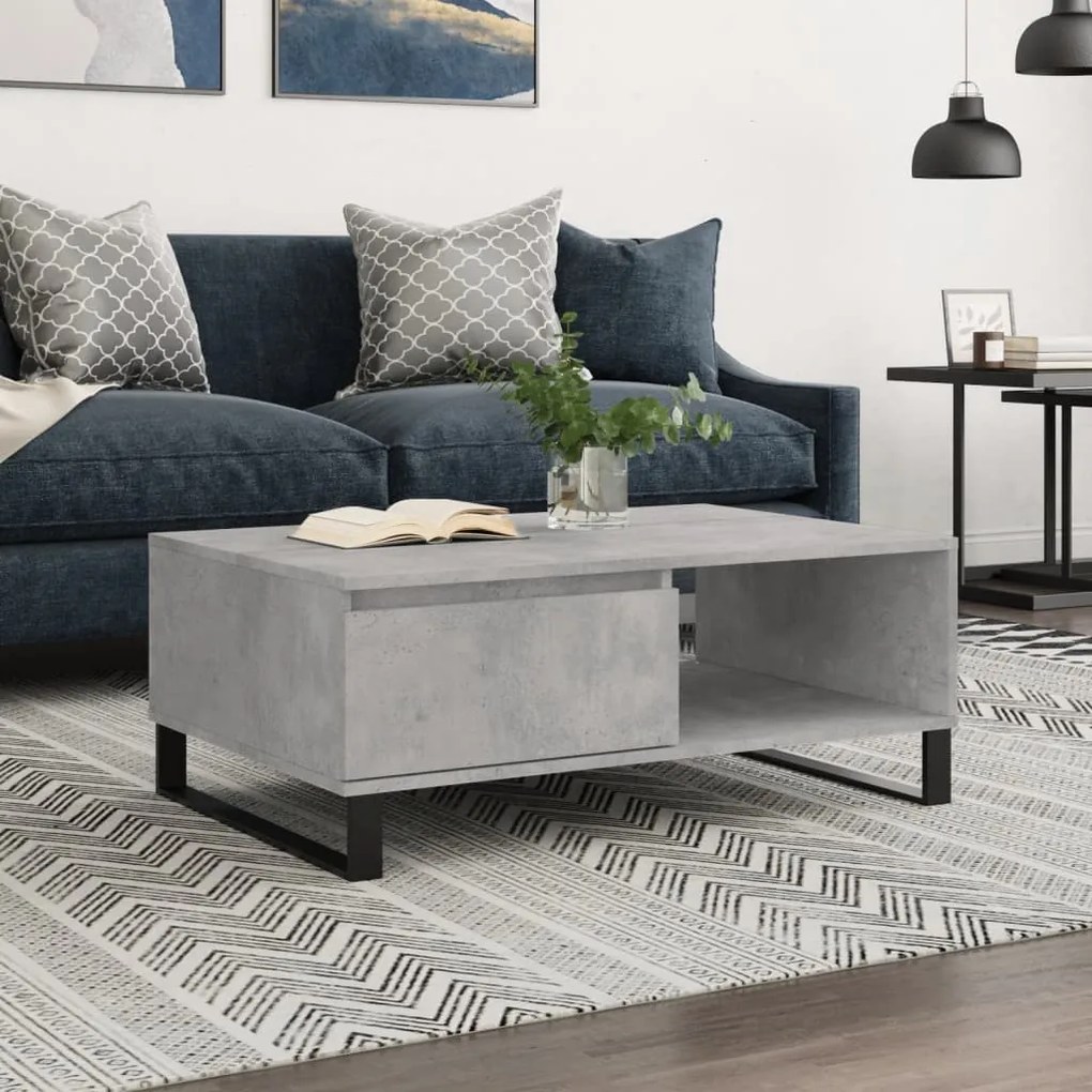 vidaXL Τραπεζάκι Σαλονιού Γκρι Σκυρ. 90x60x35 εκ. Επεξεργασμένο Ξύλο