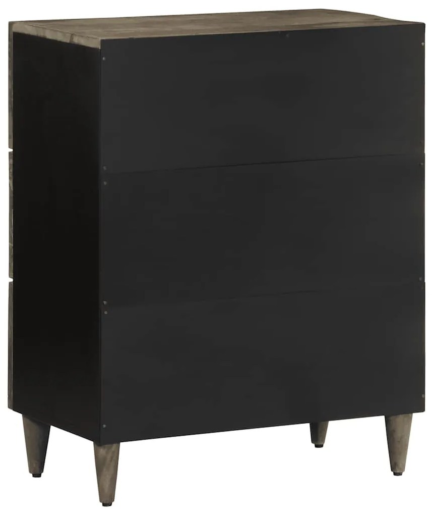 Sideboards 2 τεμάχια ανοιχτό γκρι 60x33,5x75cm μασίφ ξύλο Mango - Μαύρο