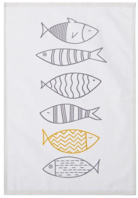 Ποτηρόπανο Βελουτέ Fish Style Ecru 40x60 - Nef-Nef Homeware