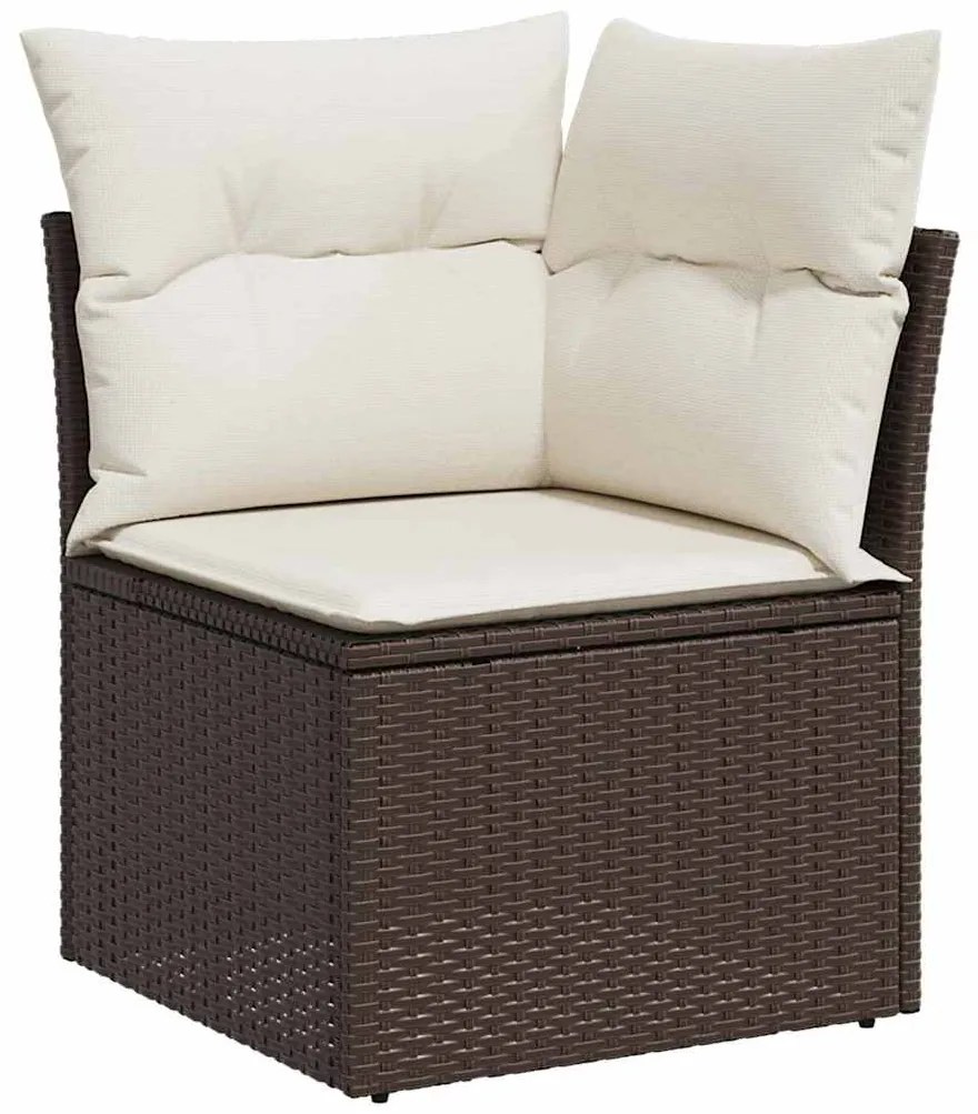 vidaXL Σετ Καναπέ Κήπου 6 pcs Καφέ, Κρέμα Πολυ rattan, βαμμένο ατσάλι
