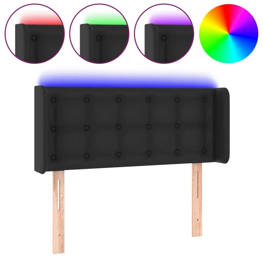 vidaXL Κεφαλάρι Κρεβατιού LED Μαύρο 93x16x78/88 εκ. Συνθετ. Δέρμα