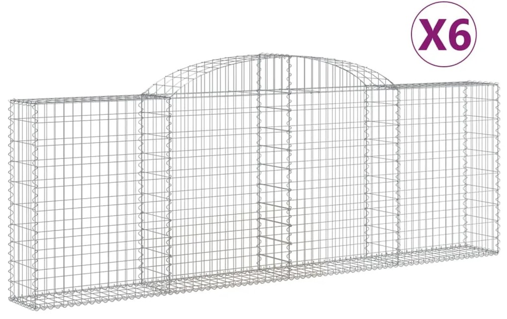 vidaXL Συρματοκιβώτια Τοξωτά 6 τεμ. 300x30x100/120 εκ. Γαλβαν. Ατσάλι