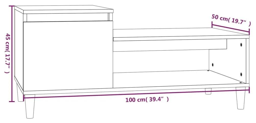 Τραπεζάκι Σαλονιού Γκρι Sonoma 100x50x45 εκ. Επεξεργασμένο Ξύλο - Γκρι