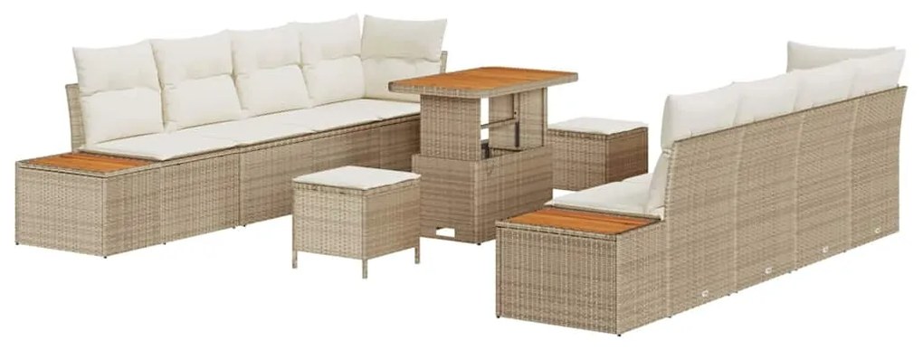 vidaXL Σετ Καναπέ Κήπου 11 pcs Μπεζ συνθετικό ρατάν