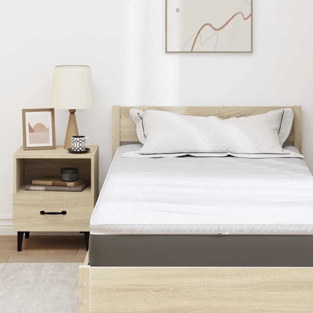 vidaXL Στρώμα επικάλυψης Λευκό 120 x 200 x 3,5 εκ Υφασμα Πλεκτό