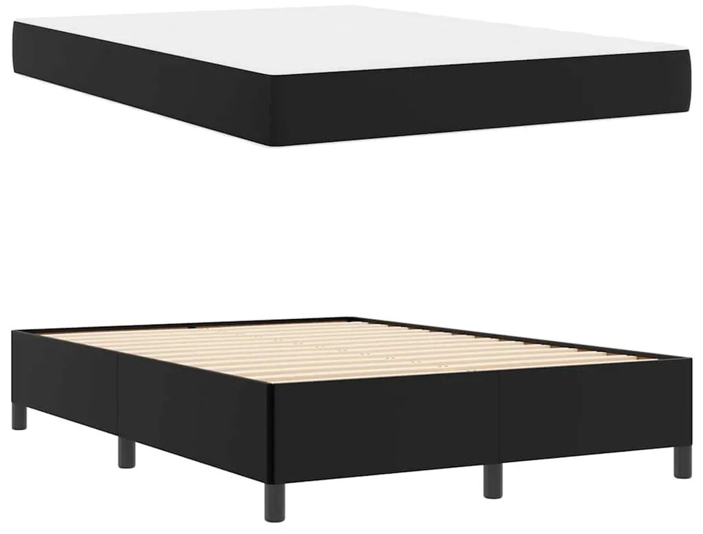 vidaXL Σκελετός κρεβατιού με στρώμα Μαύρο 140 x 200 cm Τεχνητό δέρμα