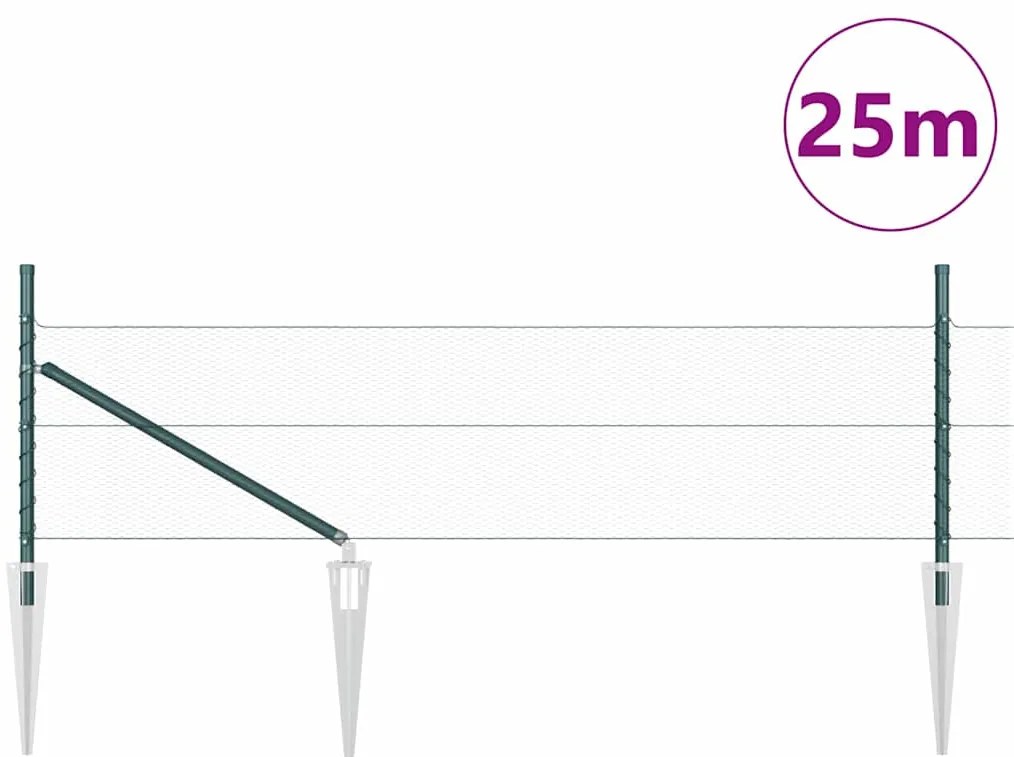 vidaXL Φράχτης με Στήλες. Πράσινο 0.5 x 25 μ. Ατσάλι με επικάλυψη PVC