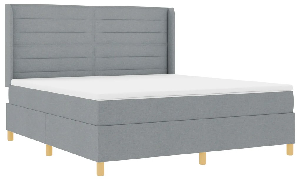 vidaXL Κρεβάτι Box Spring με Στρώμα & Φωτισμό LED Γκρι 180x200 cm Υφασμάτινο