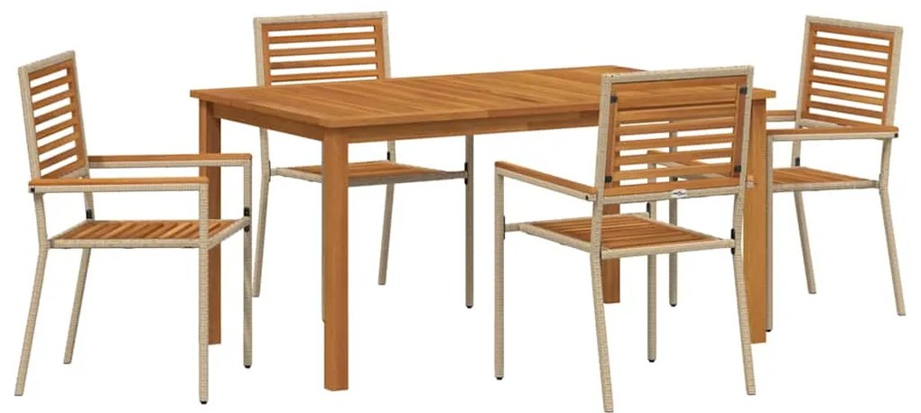 vidaXL Σέτ φαγητού για κήπο 5 pcs Μπεζ Στερεό Ξύλο Ακακίας