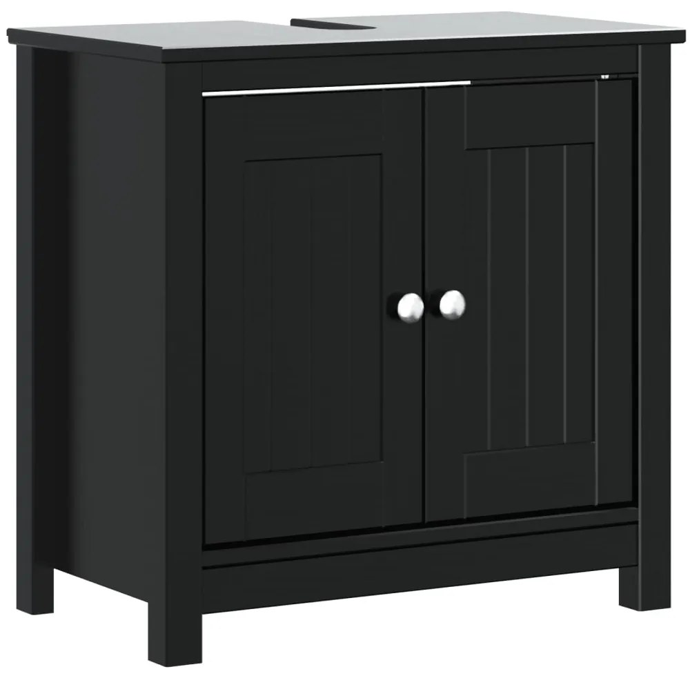 vidaXL Ντουλάπι Νιπτήρα BERG Μαύρο 60 x 34 x 59 εκ. Μασίφ Ξύλο Πεύκου