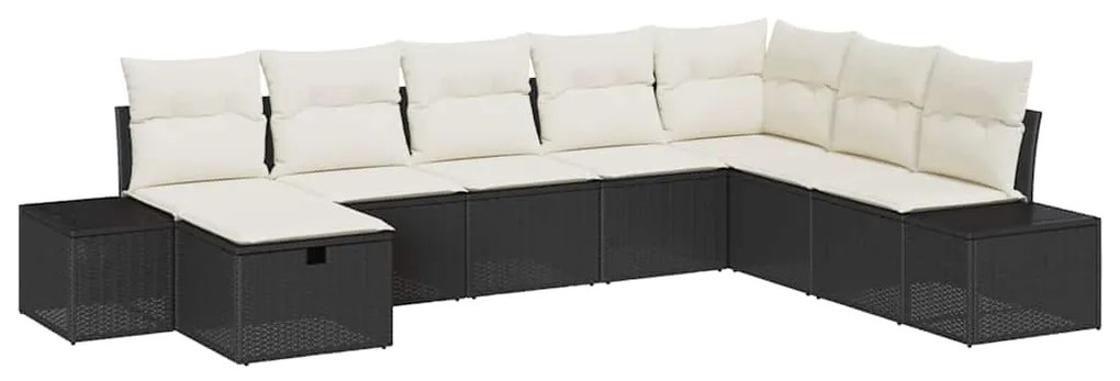 vidaXL Σετ Καναπέ Κήπου με μαξιλάρι 8 pcs Μαύρο Πολυ ράταν