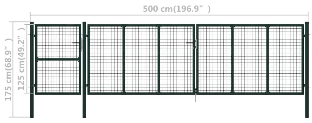 Πόρτα Περίφραξης Κήπου Πράσινη 500 x 125 εκ. Ατσάλινη - Πράσινο