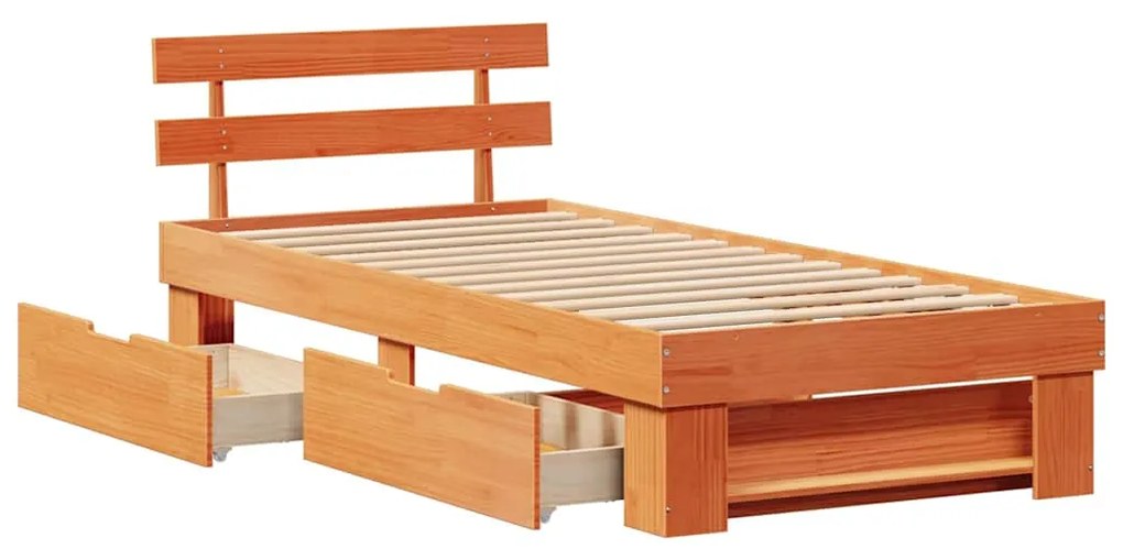 vidaXL Σκελετός Κρεβατιού Καφέ κεριού 90 x 200 cm Μασίφ ξύλο πεύκου