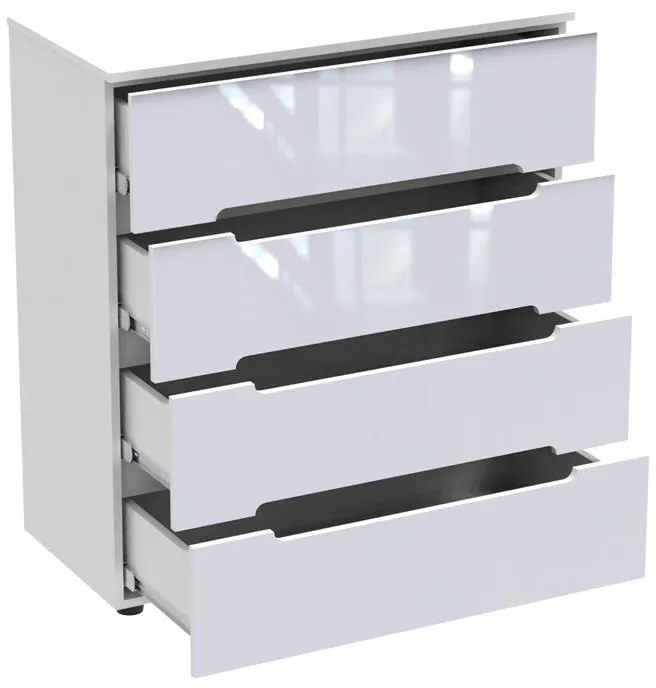 Συρταριέρα Afina mdf-μελαμίνη σε λευκή glossy απόχρωση 90x44x101 εκ. 90x43x101 εκ.