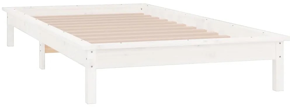 vidaXL Πλαίσιο Κρεβατιού LED Λευκό 90 x 190 εκ. Μονό Μασίφ Ξύλο