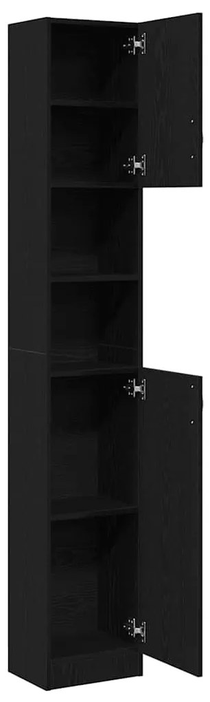 vidaXL Ντουλάπι Μπάνιου Μαύρο Δρυς 32x25,5x190 εκ. Επεξ. Ξύλο