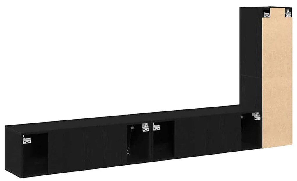 vidaXL Σετ επίπλου τηλεόρασης Επιτοίχιο Μαύρη Οξυά Επεξεργασμένο ξύλο