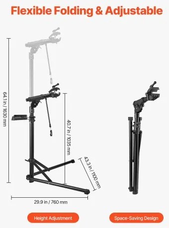 VEVOR Bike Repair Stand 85 lb Adjustable Bicycle Maintenance Rack with Tool Tray
