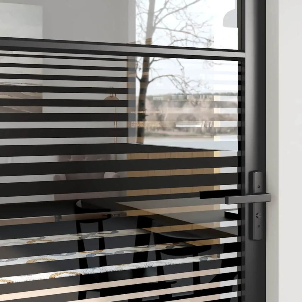 vidaXL Γυάλινη πόρτα Ριγέ Μαύρο 76 x 3.5 x 201.5 εκ Αλουμίνιο