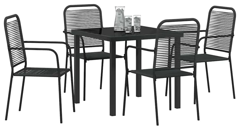 vidaXL Σέτ φαγητού για κήπο 5 pcs Μαύρο Χάλυβας με επίστρωση πούδρας