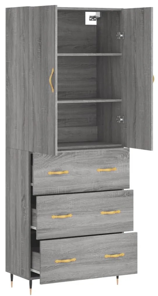 vidaXL Ντουλάπι Γκρι Sonoma 69,5 x 34 x 180 εκ. Επεξεργασμένο Ξύλο