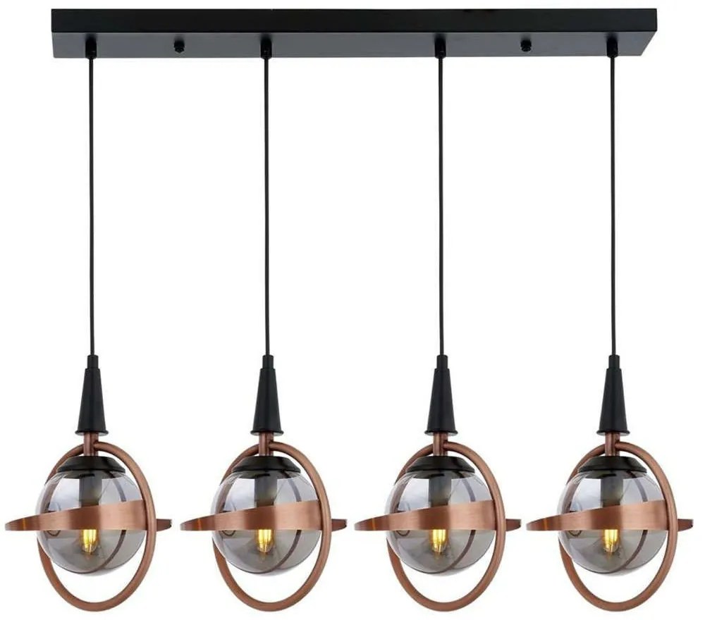 Φωτιστικό Οροφής - Ράγα 301AUR1344 80x25x100cm 4xE14 40W Black-Bronze Opviq