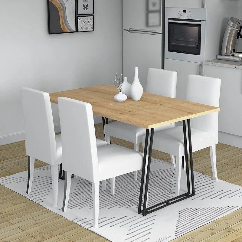 Τραπέζι Gable Megapap χρώμα sonoma - ανθρακί 140x80x76εκ.