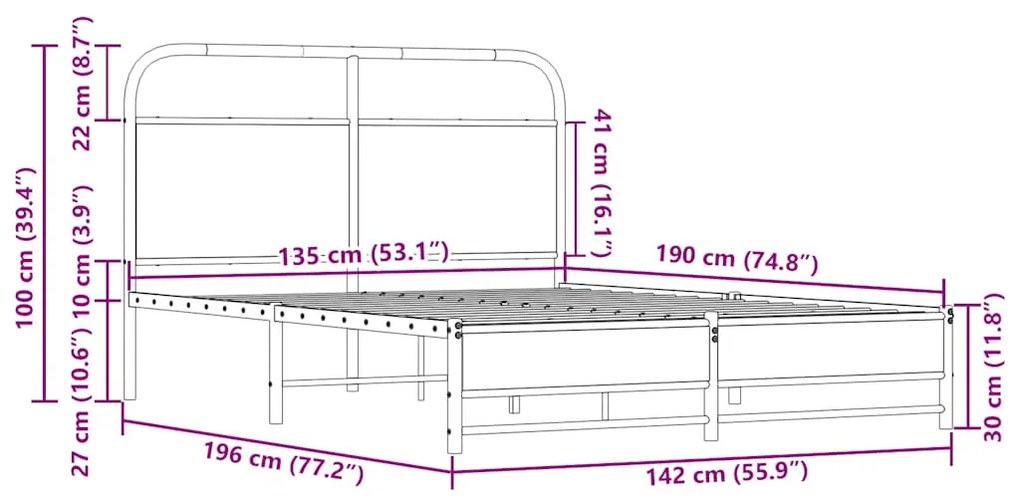 ΠΛΑΙΣΙΟ ΚΡΕΒΑΤΙΟΥ ΧΩΡ. ΣΤΡΩΜΑ SONOMA ΔΡΥΣ 135X190ΕΚ. ΕΠ. ΞΥΛΟ 4100427