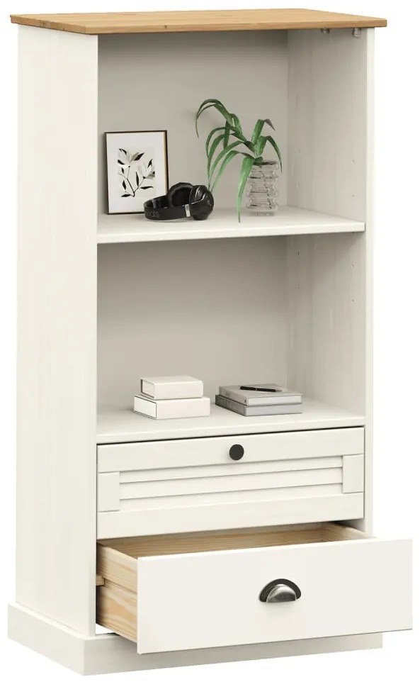 vidaXL Βιβλιοθήκη VIGO Λευκή 60 x 35 x 114,5 εκ. από Μασίφ Ξύλο Πεύκου