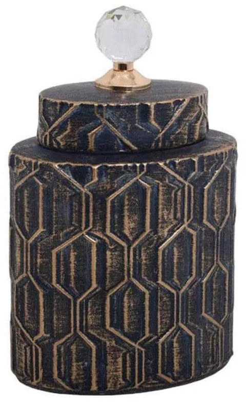 Βάζο Κεραμικό 373-221-693 17x11x28cm Black-Gold Ceramic