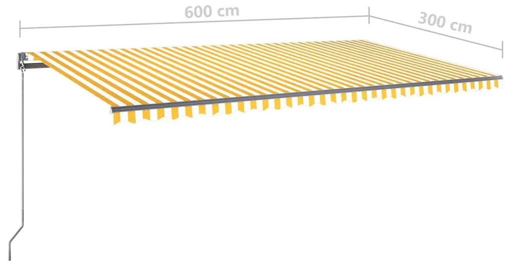 Τέντα Αυτόματη Ανεξάρτητη Κίτρινο / Λευκό 600 x 300 εκ. - Κίτρινο