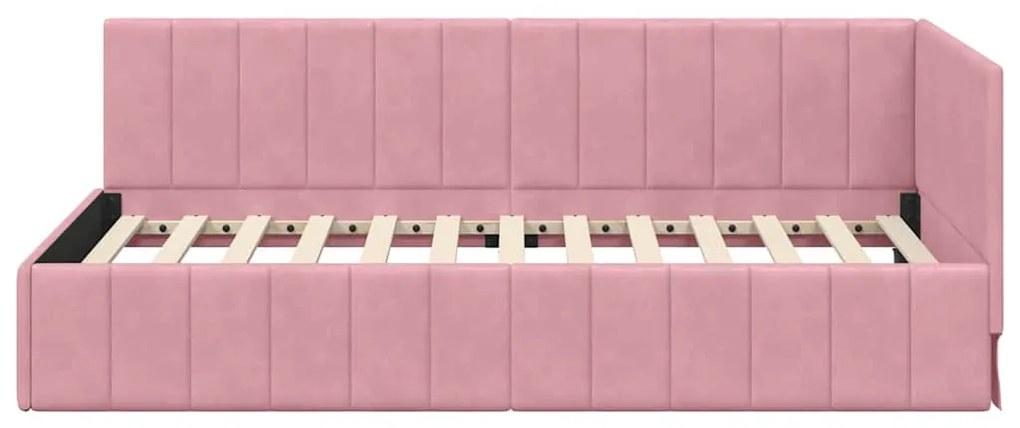 vidaXL Κρεβάτι Γωνίας με κεφαλάρι Ροζ 90 x 190 cm Βελούδο