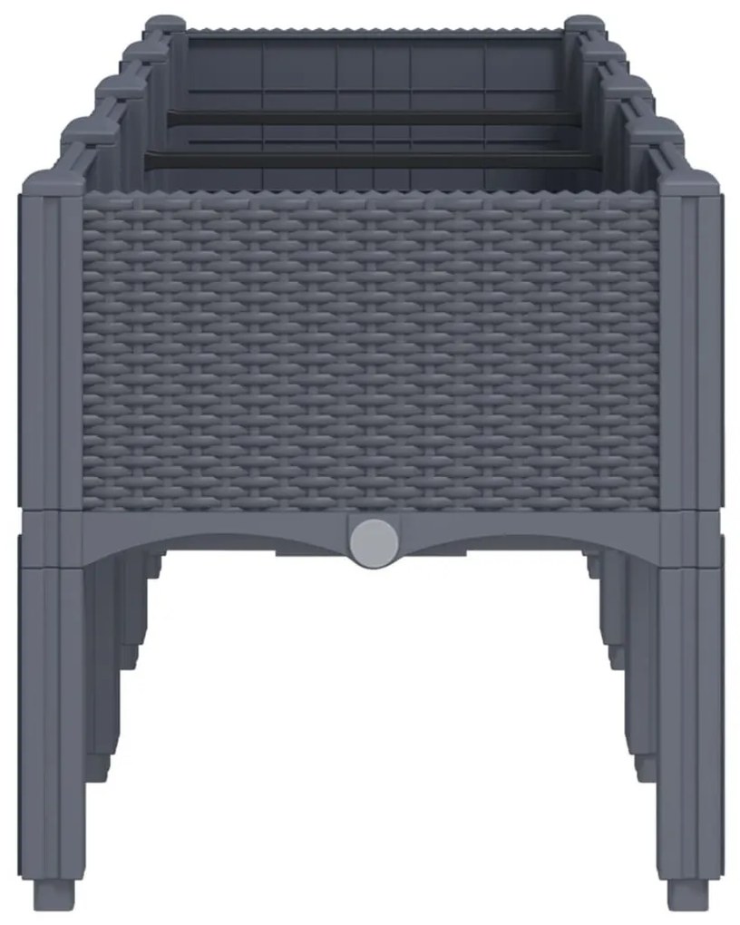Ζαρντινιέρα Κήπου με Πόδια Γκρι 160x40x42 εκ. Πολυπροπυλένιο - Γκρι