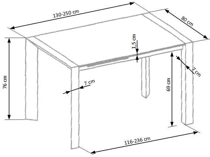 Τραπέζι Houston 124, Γυαλιστερό λευκό, 76x80x130cm, Επιμήκυνση, Ινοσανίδες μέσης πυκνότητας, Μέταλλο
