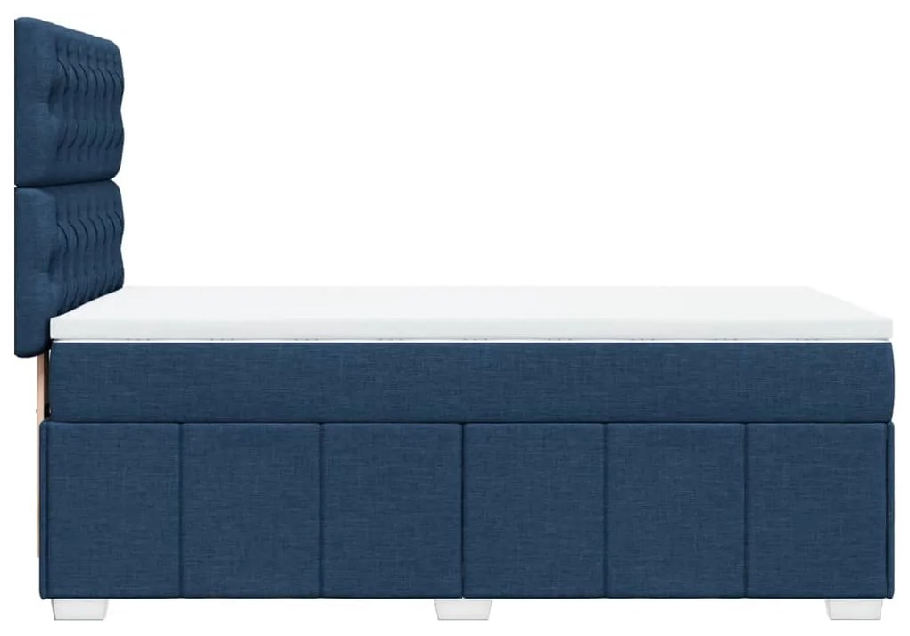 vidaXL Κρεβάτι Boxspring με Στρώμα Μπλε 100 x 200 εκ. Υφασμάτινο